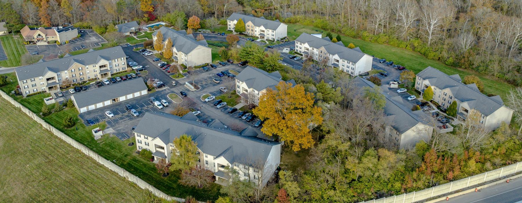 a high angle view of a town