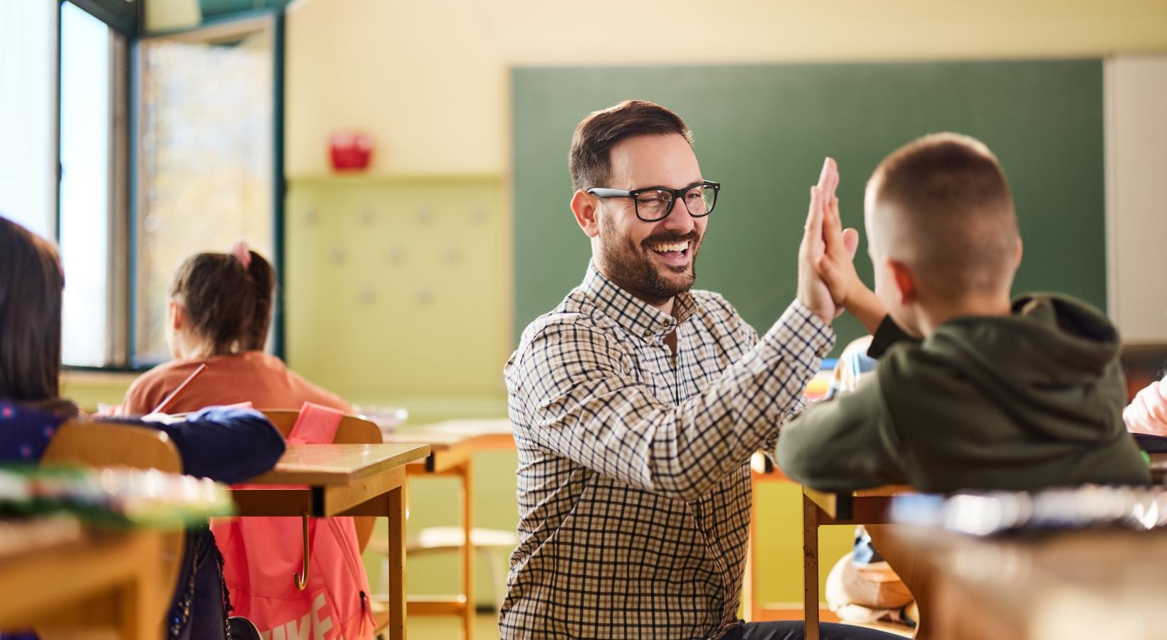 Settle into comfort at Lake Forest a man in a classroom